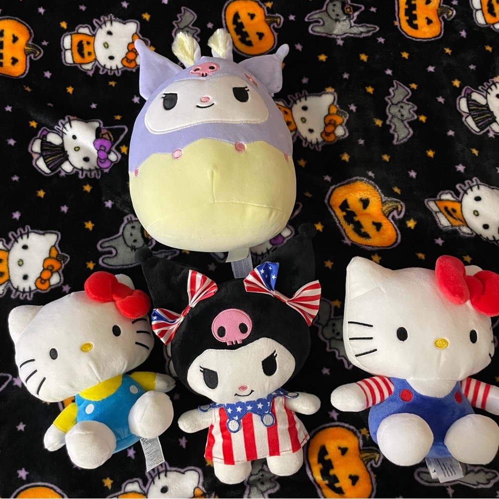 Hello Kitty and Kuromi plushies